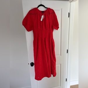 J. Crew Provence Smocked- Waist Eyelet Midi Dress